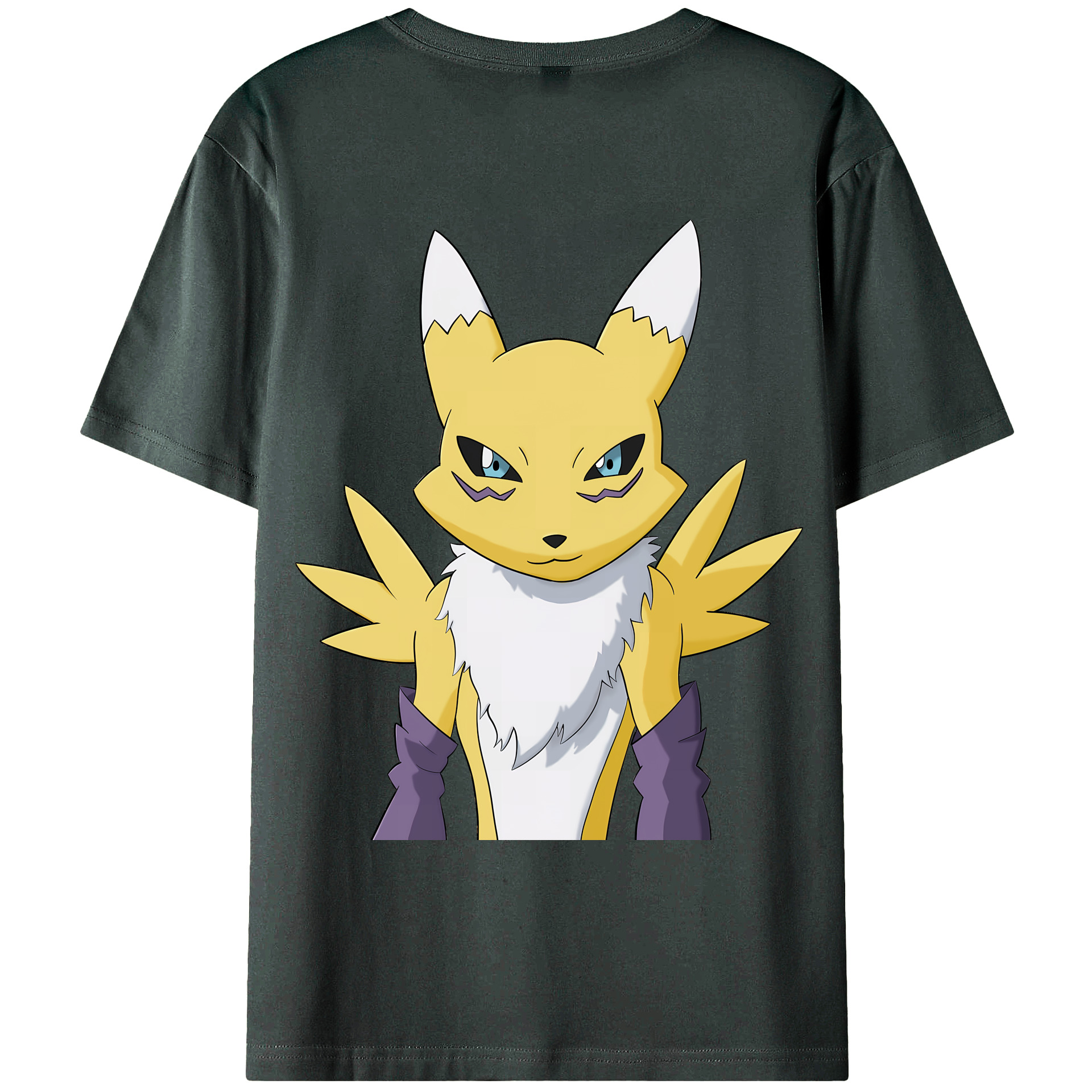 （画像用） Digimon デジタルモンスター/デジモン 綿100％ メンズ半袖Tシャツ（バックプリント） 通気性